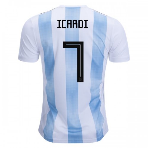 Camisolas de Futebol Argentina Icardi 7 Equipamento Principal Copa do Mundo 2018 Manga Curta Camisolas de Futebol Argentina Icardi 7 Equipamento Principal Copa do Mundo 2018 Manga Curta